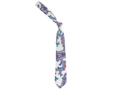 Ties<Double Monk Linen Tie Large Paisley White