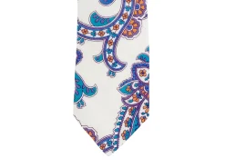 Ties<Double Monk Linen Tie Large Paisley White