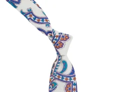 Ties<Double Monk Linen Tie Large Paisley White