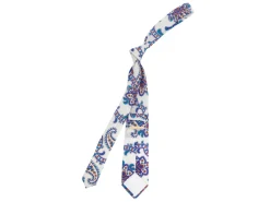 Ties<Double Monk Linen Tie Large Paisley White