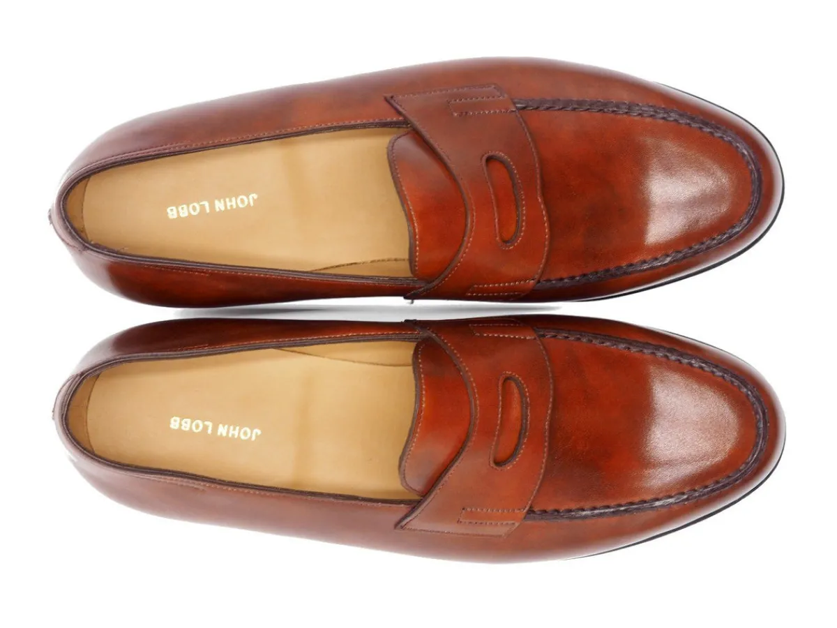 Summer Shoes | Penny Loafers<John Lobb Lopez Chestnut Misty Calf