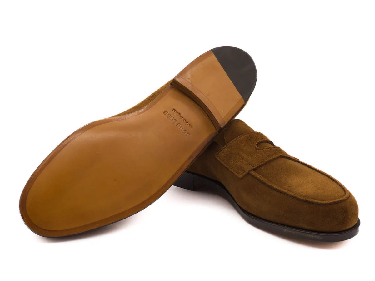 Suede | Penny Loafers<John Lobb Lopez Parisian Brown Suede