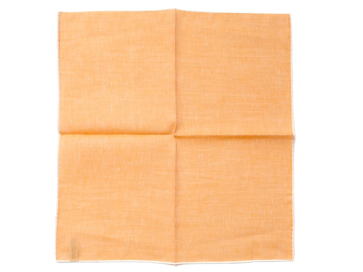 Pocket Squares<Simonnot Godard Orange Pocket Square with White Edge