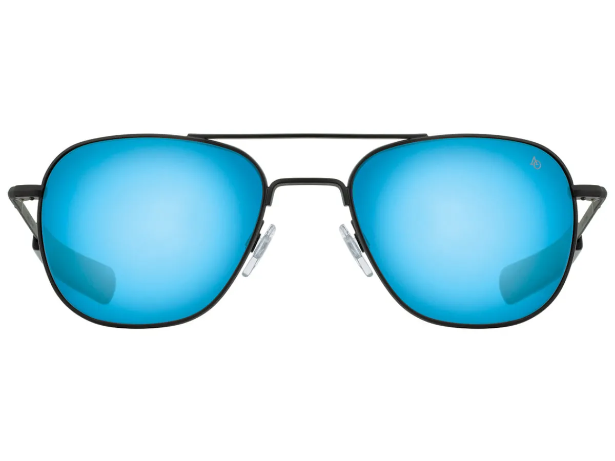 Sunglasses | Eyewear<American Optical Original Pilot Black Blue Mirror Glass Lens