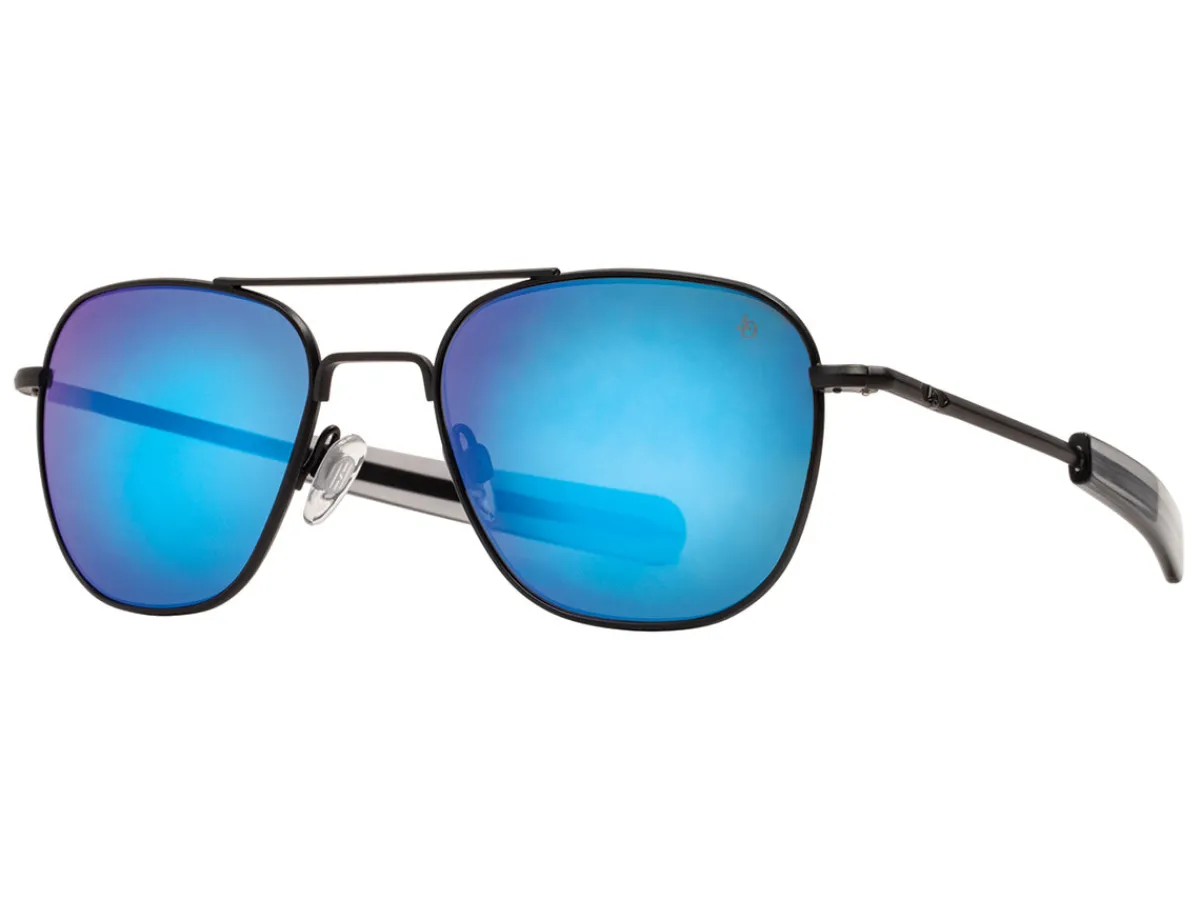 Sunglasses | Eyewear<American Optical Original Pilot Black Blue Mirror Glass Lens Polarised