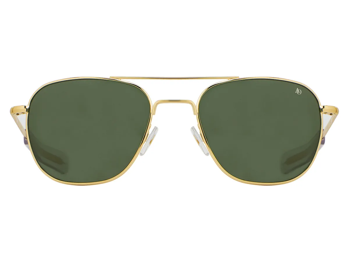 Sunglasses | Eyewear<American Optical Original Pilot Gold Green Glass Lens