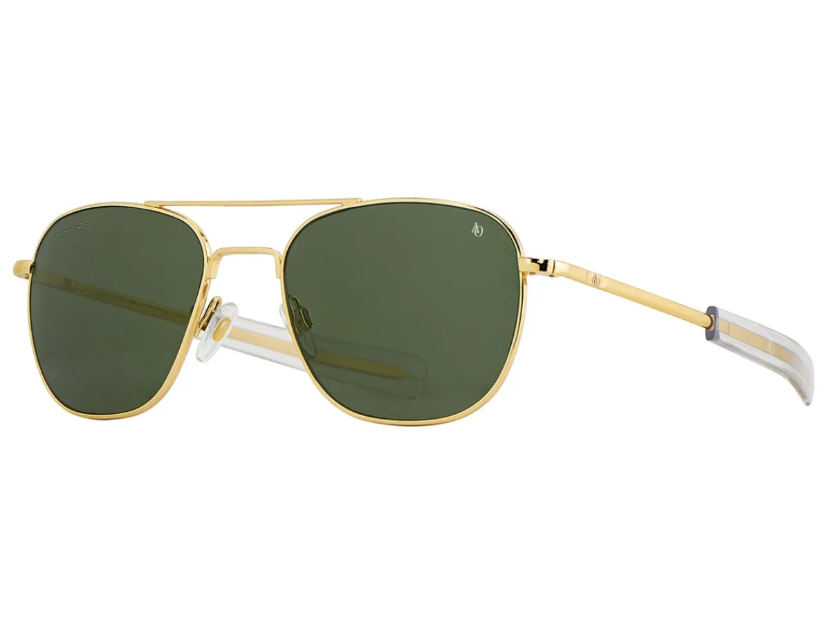 Sunglasses | Eyewear<American Optical Original Pilot Gold Green Glass Lens Polarised