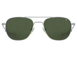 Sunglasses | Eyewear<American Optical Original Pilot Matte Silver Green Glass Lens Polarised