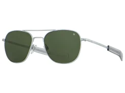 Sunglasses | Eyewear<American Optical Original Pilot Matte Silver Green Glass Lens Polarised