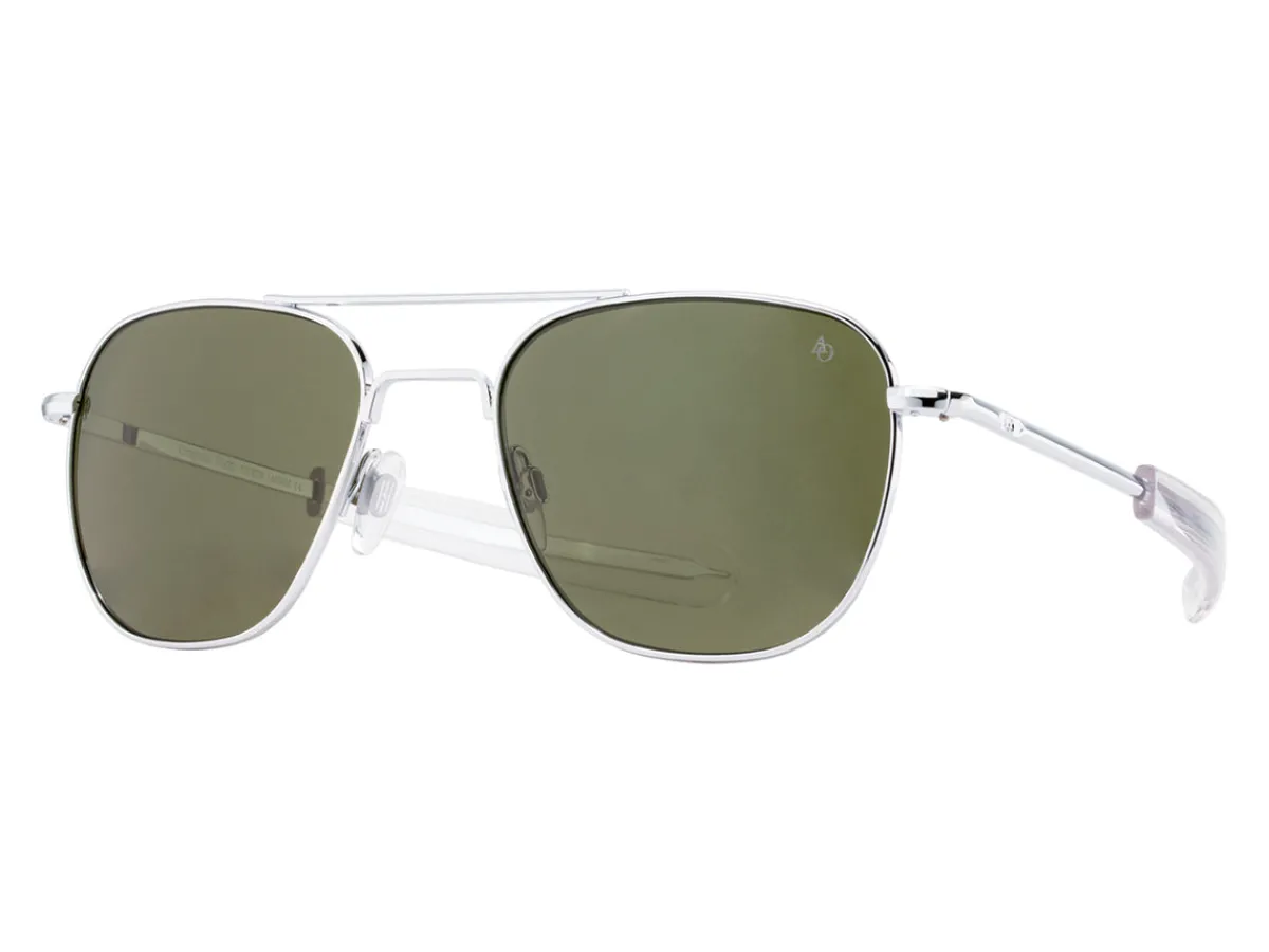 Sunglasses | Eyewear<American Optical Original Pilot Silver Green Glass Lens