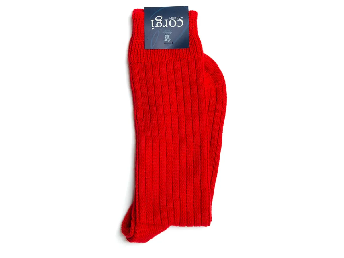 Socks<Corgi Ribbed Socks Red