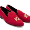 Wide Fitting | Slippers<Edward Green Royal Albert Gold Crest Scarlet Suede F-width