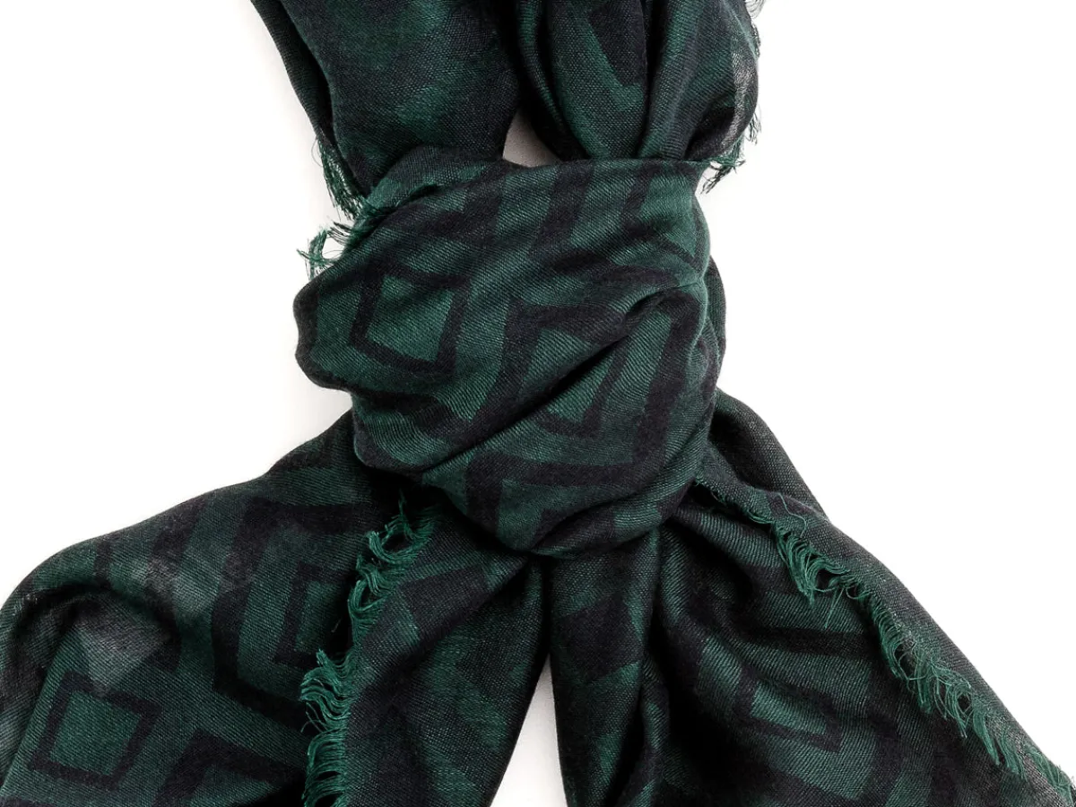 Scarves<Rubinacci Scarf Diamond Pattern Green