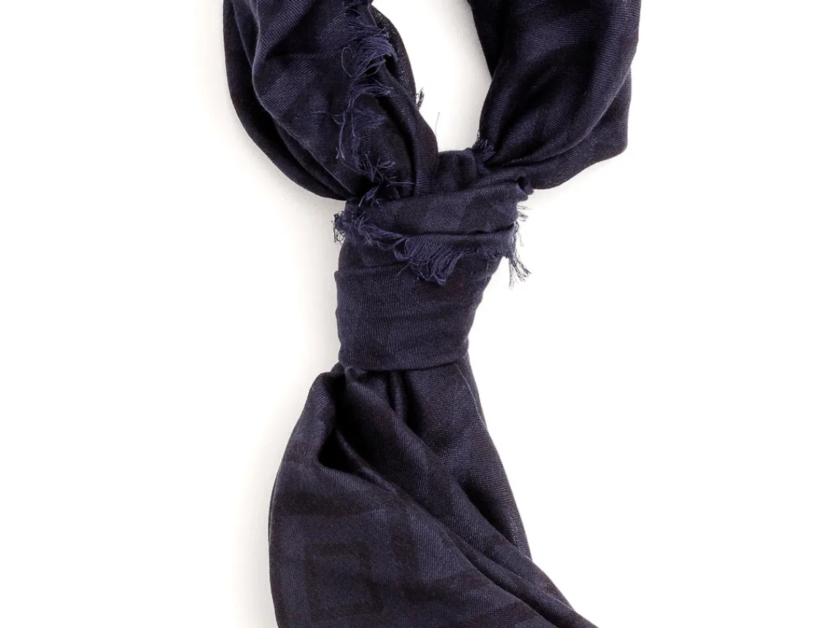 Scarves<Rubinacci Scarf Diamond Pattern Navy