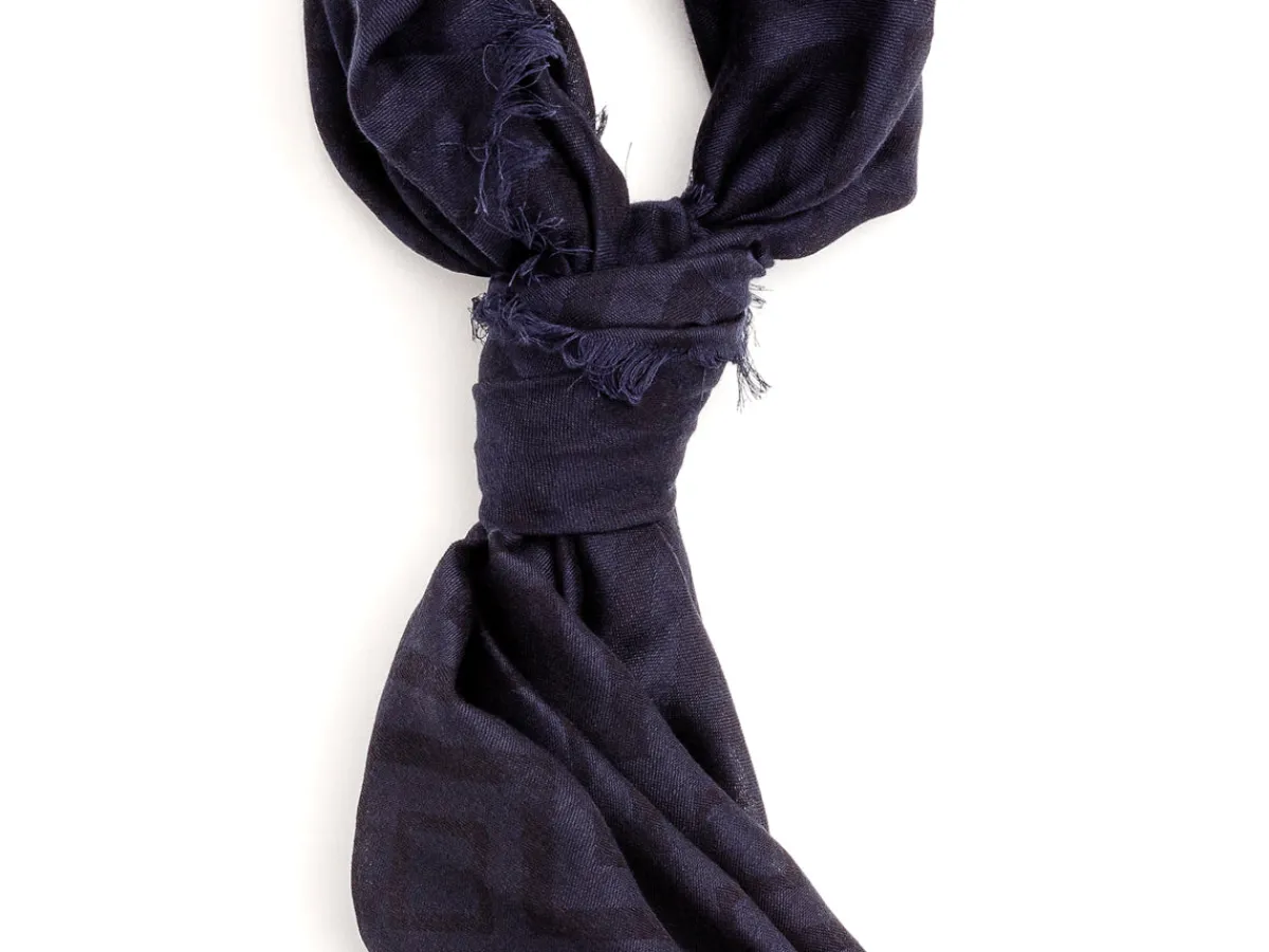 Scarves<Rubinacci Scarf Diamond Pattern Navy