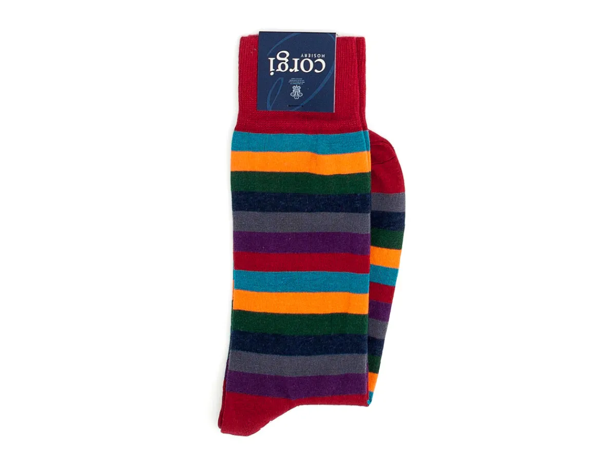 Socks<Corgi Seven Stripe Socks Red
