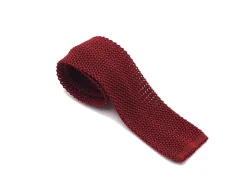 Ties<Double Monk Silk Knit Tie Burgundy