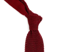 Ties<Double Monk Silk Knit Tie Burgundy