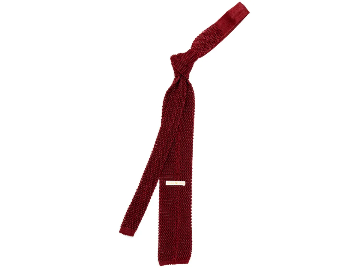 Ties<Double Monk Silk Knit Tie Burgundy