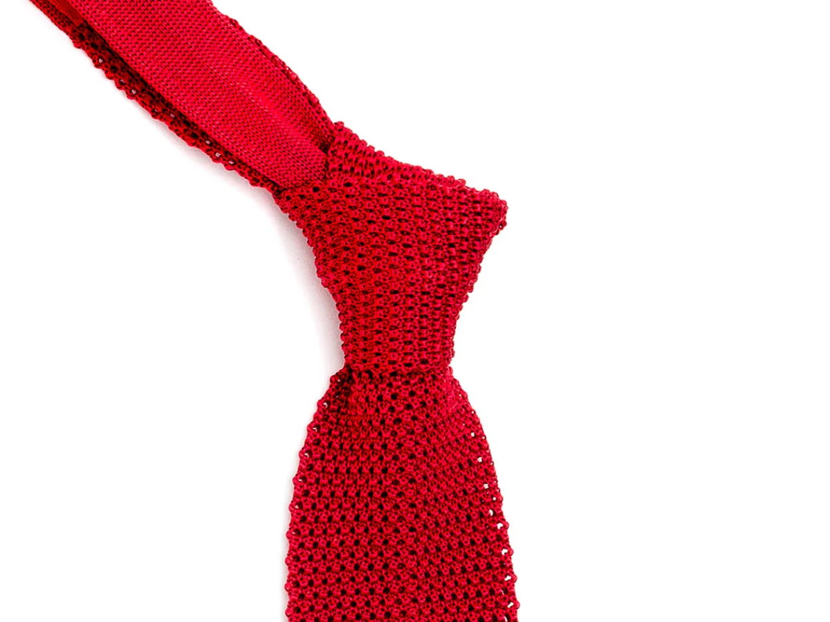 Ties<Double Monk Silk Knit Tie Crimson