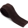 Ties<Double Monk Silk Knit Tie Dark Brown