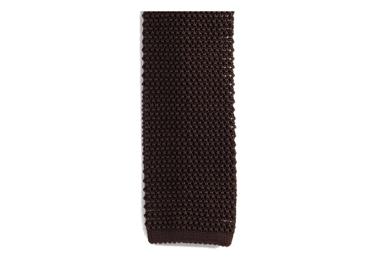 Ties<Double Monk Silk Knit Tie Dark Brown