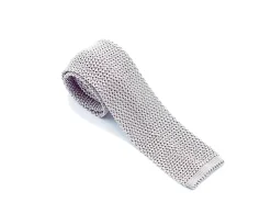 Ties<Double Monk Silk Knit Tie Grey