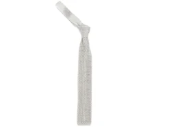 Ties<Double Monk Silk Knit Tie Grey