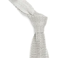 Ties<Double Monk Silk Knit Tie Grey