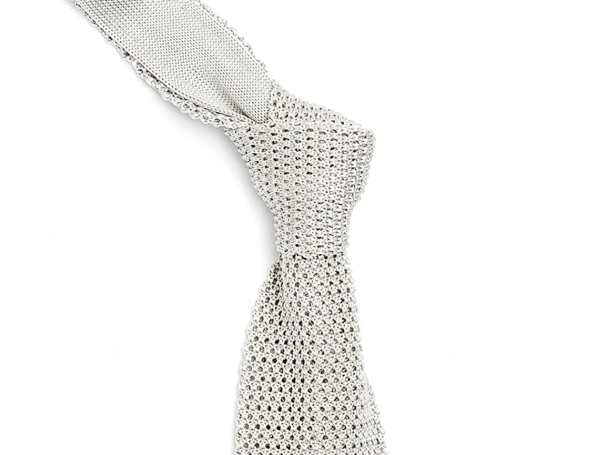 Ties<Double Monk Silk Knit Tie Grey