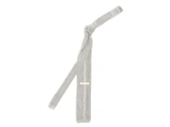 Ties<Double Monk Silk Knit Tie Grey
