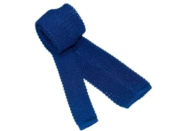 Ties<Double Monk Silk Knit Tie Marine Blue