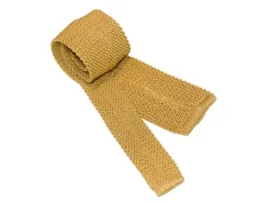 Ties<Double Monk Silk Knit Tie Mustard Yellow