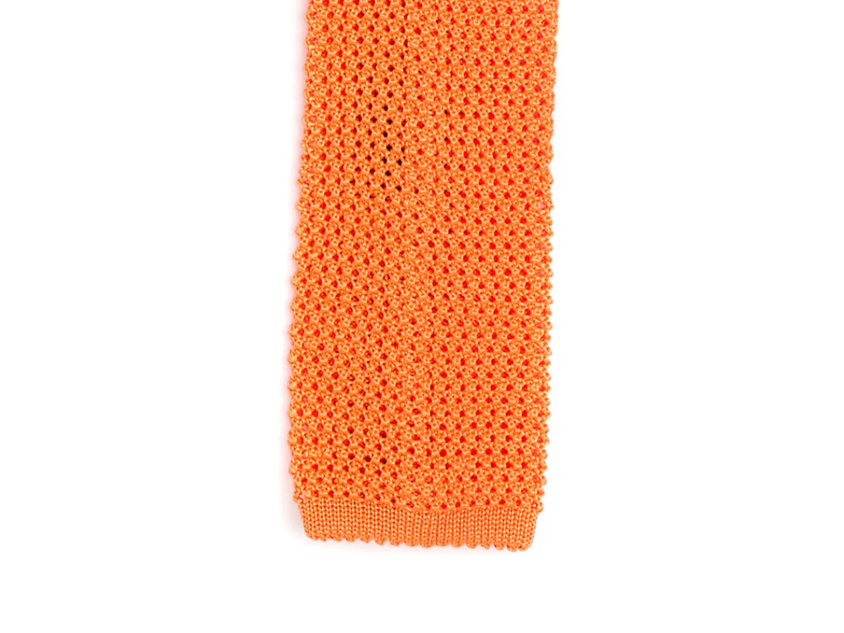 Ties<Double Monk Silk Knit Tie Orange