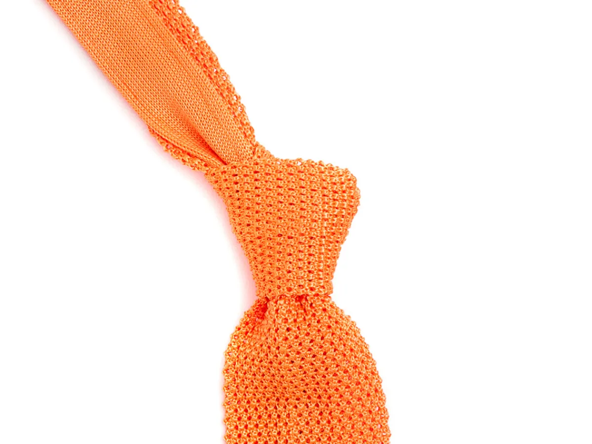 Ties<Double Monk Silk Knit Tie Orange