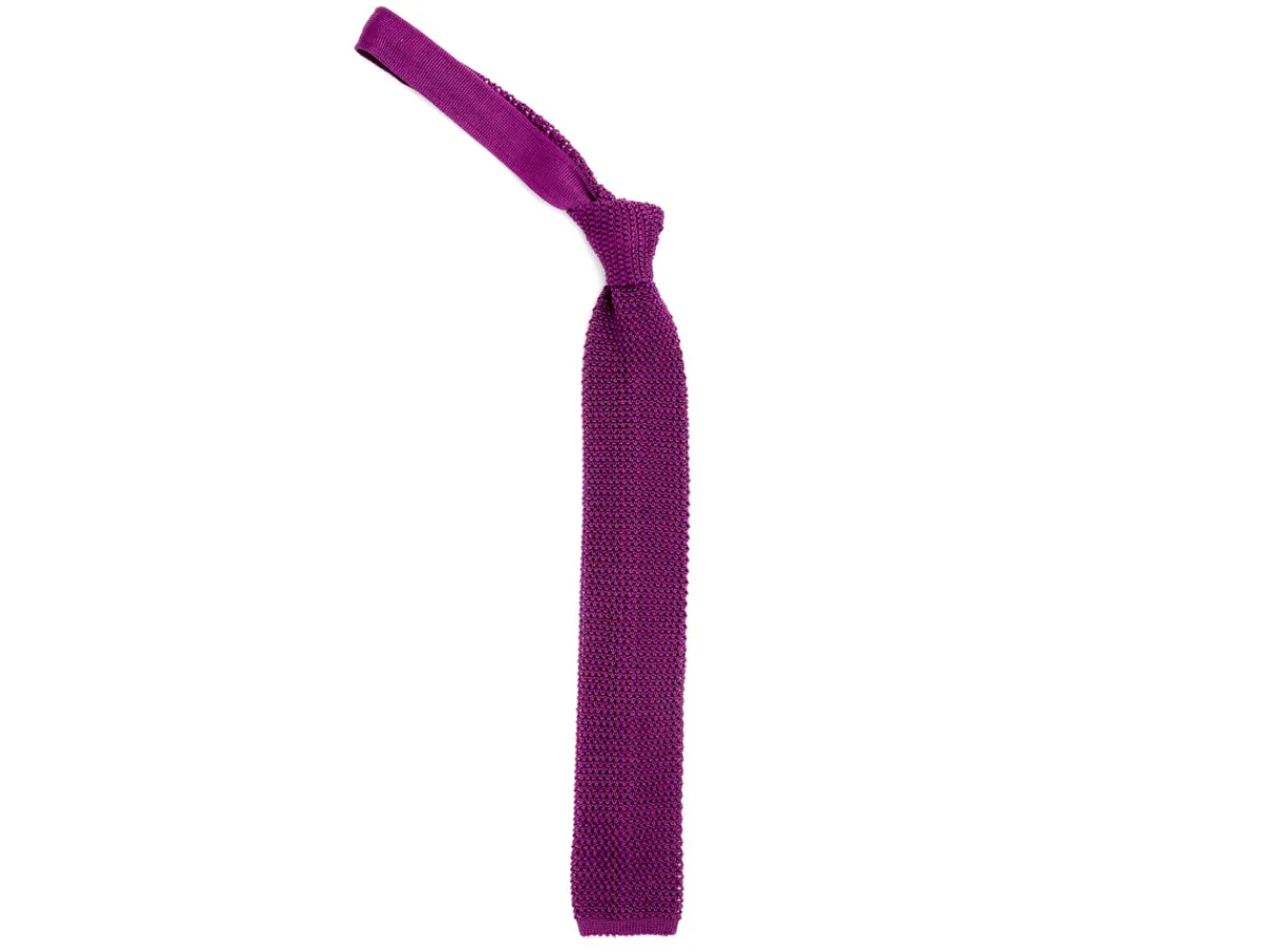 Ties<Double Monk Silk Knit Tie Purple