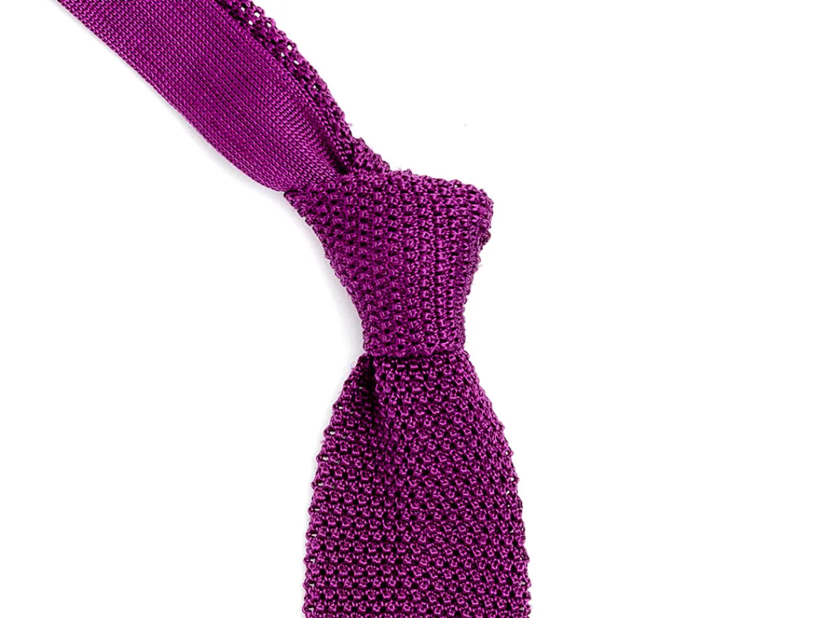 Ties<Double Monk Silk Knit Tie Purple