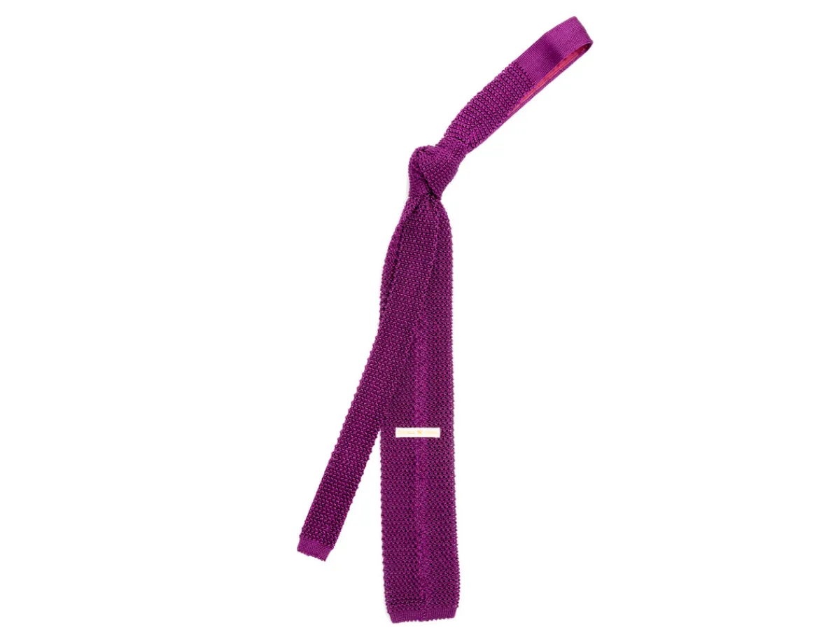 Ties<Double Monk Silk Knit Tie Purple