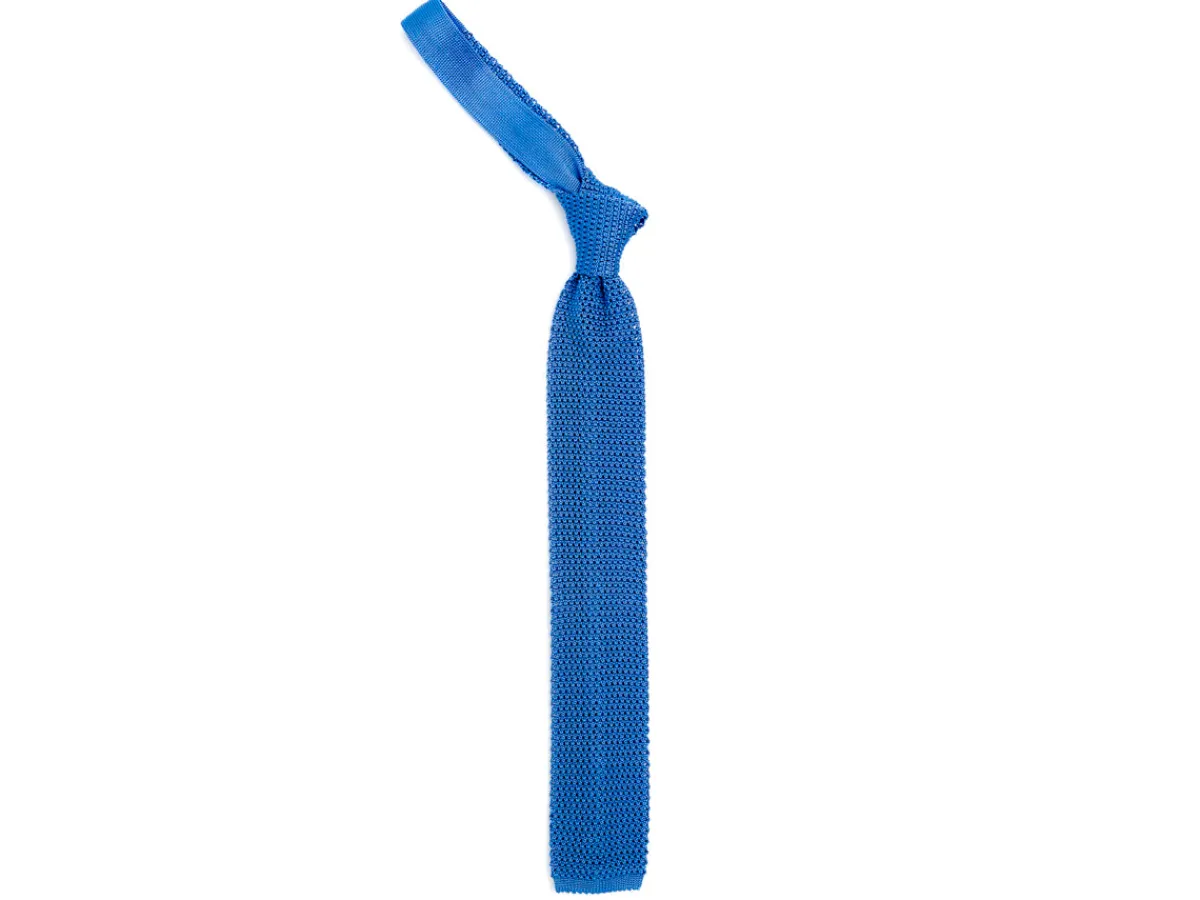 Ties<Double Monk Silk Knit Tie Royal Blue
