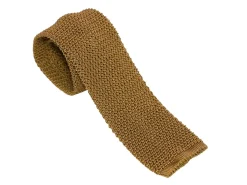 Ties<Double Monk Silk Knit Tie Tobacco
