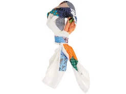 Scarves<Double Monk Silk Patchwork Foulard Classic White