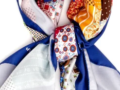 Scarves<Double Monk Silk Patchwork Foulard Floral Blue