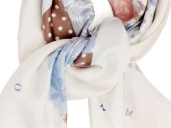 Scarves<Double Monk Silk Patchwork Foulard Floral White