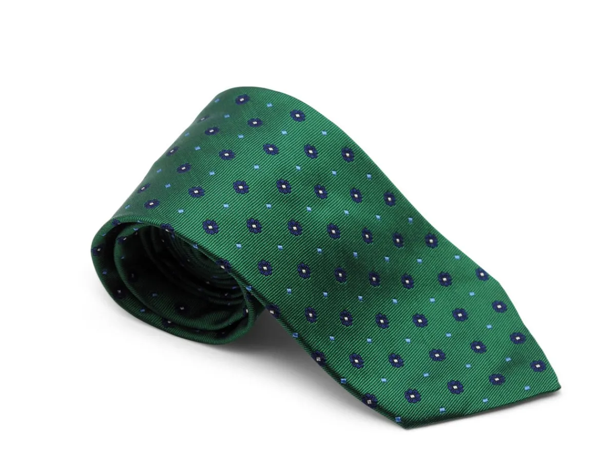 Ties<Double Monk Silk Tie Jacquard Flower Green