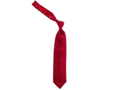 Ties<Double Monk Silk Tie Jacquard Flower Red
