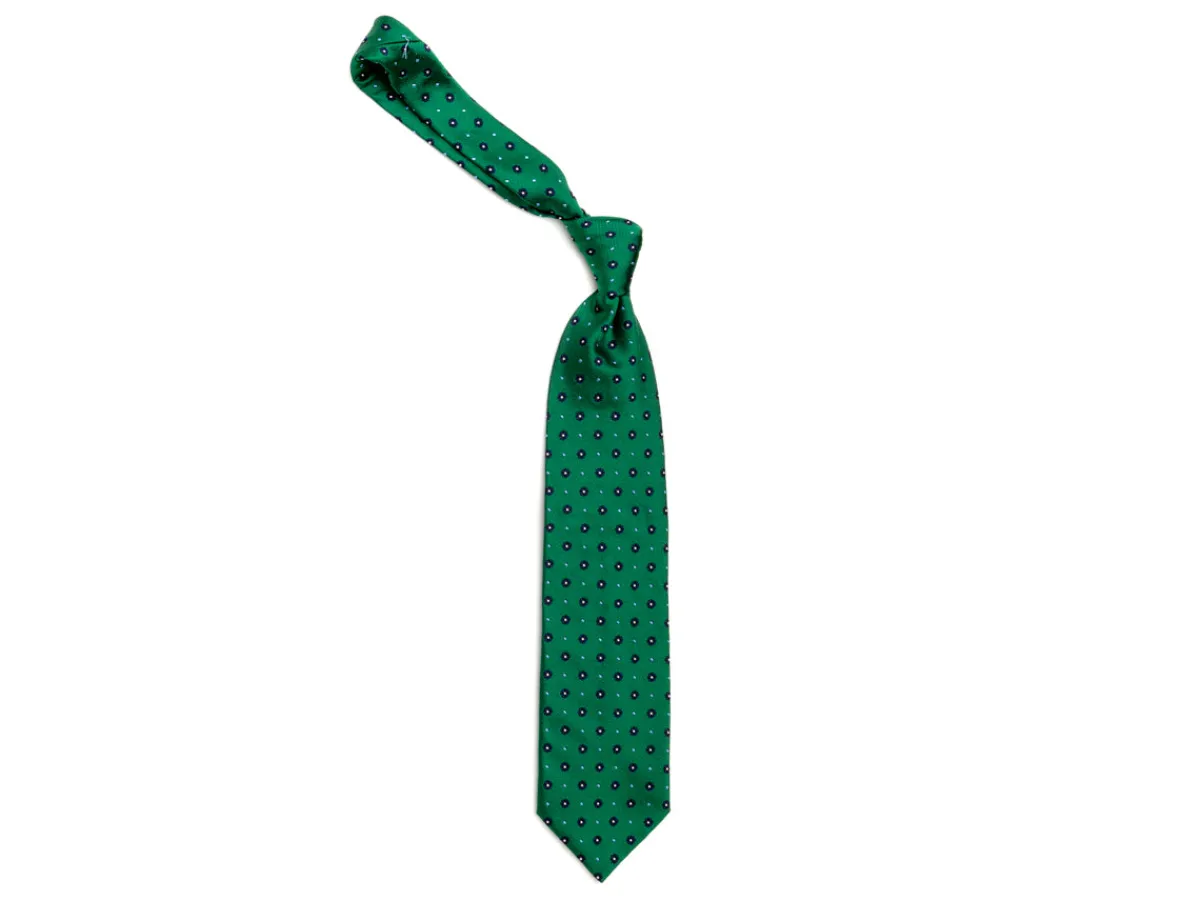 Ties<Double Monk Silk Tie Jacquard Flower Green