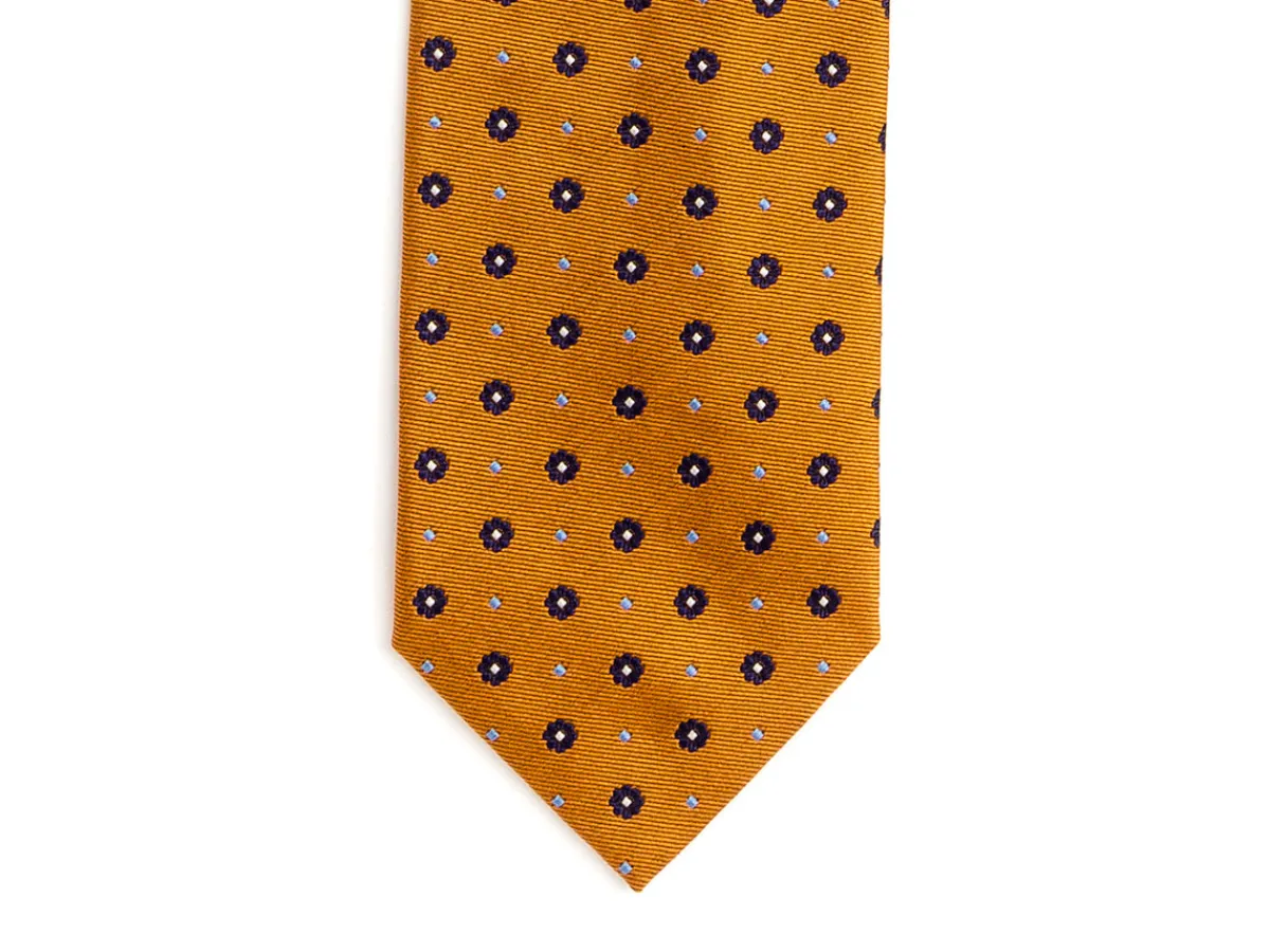 Ties<Double Monk Silk Tie Jacquard Flower Yellow