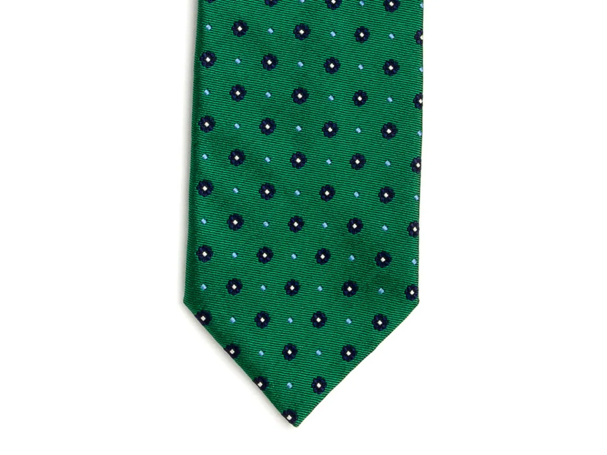 Ties<Double Monk Silk Tie Jacquard Flower Green