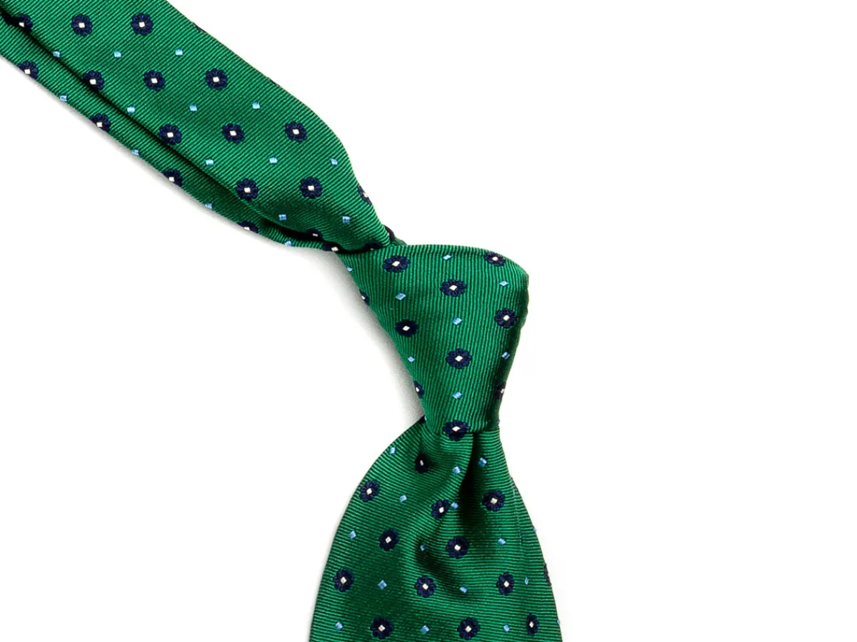 Ties<Double Monk Silk Tie Jacquard Flower Green