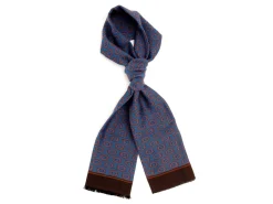 Scarves<Simonnot Godard Silk Wool Ascot Blue